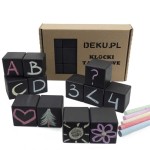 Deku - Klocki tablicowe drewniane 12 szt. 4x4x4 cm 572034