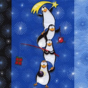 Serwetka do decoupage-szalone pingwiny 6423
