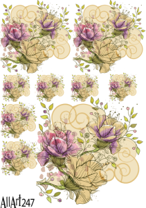 Papier decoupage 210x297mm A4 - AllArt 247 - kwiaty 5748