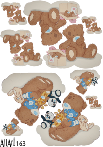 Papier decoupage 210x297mm A4 - AllArt 163 - misie 5656