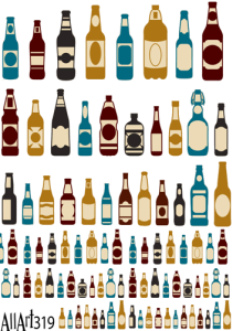 Papier decoupage 210x297mm A4 - AllArt 319 - butelki 5820
