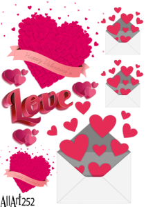 Papier decoupage 210x297mm A4 - AllArt 252- miłość 5753