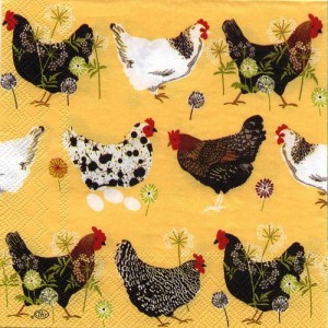 Serwetka do decoupage-kurki na żółtym tle 6517