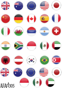 Papier decoupage 210x297mm A4 - AllArt 305 - flagi 5806