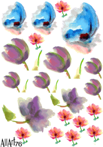Papier decoupage 210x297mm A4 - AllArt 76 - kwiaty 5478