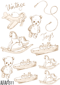 Papier decoupage 210x297mm A4 - AllArt 311 - zabawki 5812