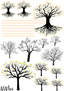 Papier decoupage 210x297mm A4 - AllArt 94 - drzewa 5544
