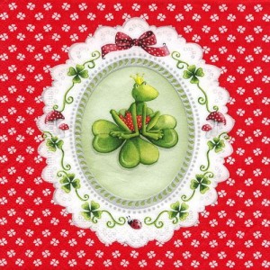 Serwetka do decoupage-żabka na koniczynce 6413