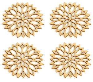 DEKU Drewniane podkładki pod kubek  KWIATY P019 4szt 