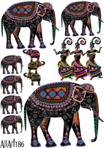 Papier decoupage 210x297mm A4 - AllArt 186 - słonie indie 5679