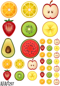 Papier decoupage 210x297mm A4 - AllArt 297 - owoce 5798