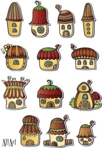 Papier decoupage 210x297mm A4 - AllArt 38 - domki 4678