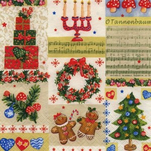 Serwetka do decoupage-świece, pierniki, prezenty 6256