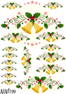 Papier decoupage 210x297mm A4 - AllArt 199 - Dzwoneczki świąteczne 5691