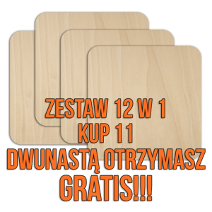 Zestaw podkładek - kwadrat z zaokrąglonymi rogami - 100 mm x 100 mm - 12 w 1