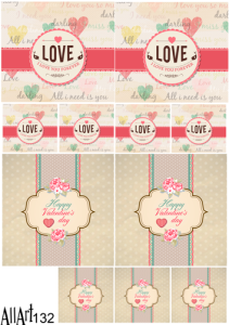 Papier decoupage 210x297mm A4 - AllArt 132 - walentynki 5608