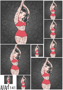 Papier decoupage 210x297mm A4 - AllArt 141 - kobieta tatuaże 5617