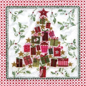Serwetka do decoupage-prezentowa choinka