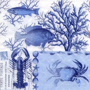 Serwetka do decoupage-niebieski podwodny świat