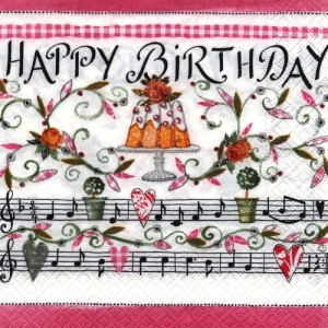 Serwetka do decoupage- urodzinowa melodia