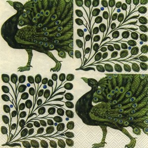 Serwetka do decoupage-zielony paw