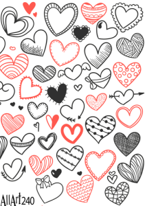 Papier decoupage 210x297mm A4 - AllArt 240 - serduszka 5742