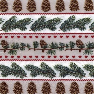 Serwetka do decoupage-gałązka z szyszką 6484