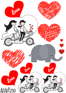 Papier decoupage 210x297mm A4 - AllArt 250 - miłość 5751