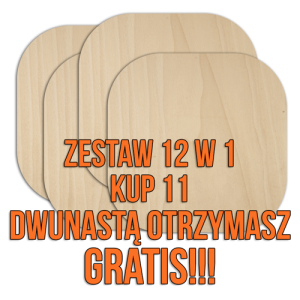 Zestaw podkładek - kwadratowe bardzo zaokrąglone - 100 mm x 100 mm - 12 w 1