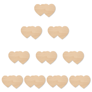 Zestaw ozdób ze sklejki 2cm Serduszka podwójne - 10 szt. 