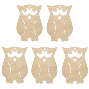 Zestaw ozdób ze sklejki Sowy 10 cm  - 5 szt.  