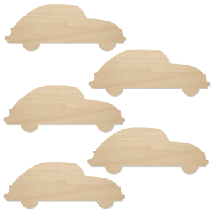 Zestaw ozdób ze sklejki Samochody 10 cm  - 5 szt.  