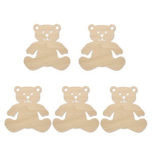 Zestaw ozdób ze sklejki Misie 10 cm  - 5 szt. 