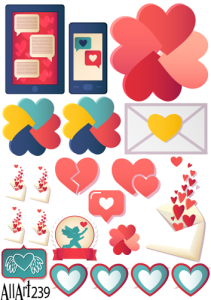 Papier decoupage 210x297mm A4 -AllArt 239 - list miłosny 5743