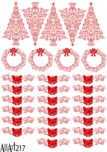 Papier decoupage 210x297mm A4 - AllArt 217 - choinka, wieniec, dzwoneczki 5710