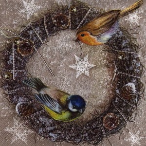 Serwetka do decoupage-ptaszki w gniazdku