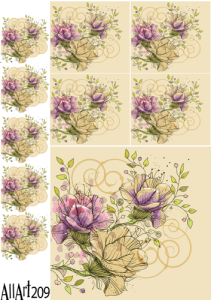 Papier decoupage 210x297mm A4 - AllArt 209 - kwiaty 5702