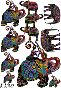 Papier decoupage 210x297mm A4 - AllArt 187 - słonie indie 5680