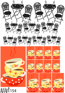 Papier decoupage 210x297mm A4 - AllArt 154 - kawa na werandzie 5647