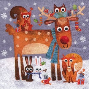 Serwetka do decoupage-renifery, lisy