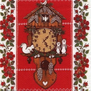 Serwetka do decoupage- zegar z kukułką 6449