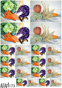 Papier decoupage 210x297mm A4 - AllArt 173 - warzywa 5666