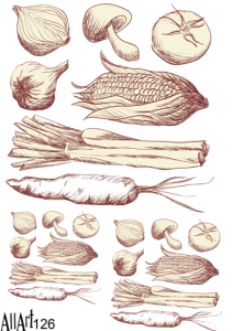 Papier decoupage 210x297mm A4 - AllArt 126 - warzywa 5602