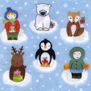 Serwetka do decoupage-zimowe zwierzęta 6297