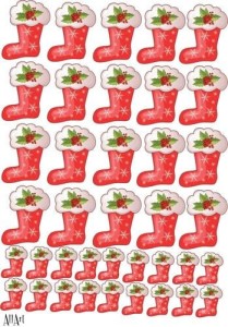 Papier decoupage 210x297mm A4 - AllArt 26 - świąteczne skarpety 4646