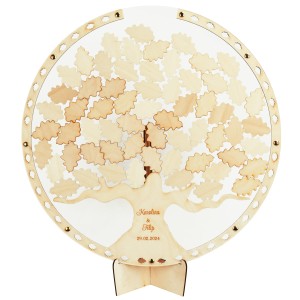 Deku – Księga gości weselnych Okrągła Ramka z listkami– 52x52 cm