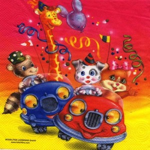 Serwetka do decoupage-urodzinowe zwierzątka