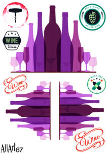 Papier decoupage 210x297mm A4 - AllArt 67 - wino 5469