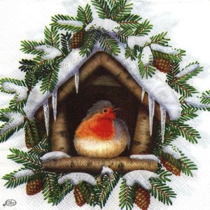 Serwetka do decoupage-ptaki w budce dla ptaków 6301