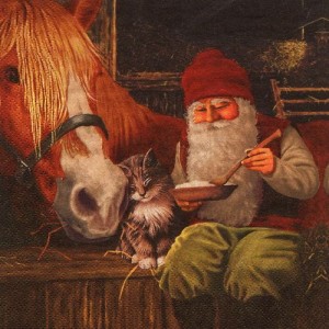 Serwetka do decoupage-mikołaj w stajni 6365